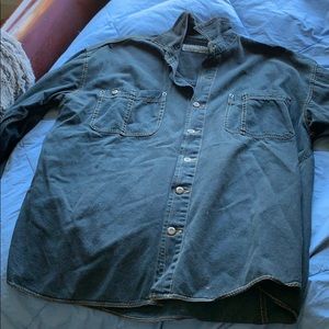 Blue denim looking content button up